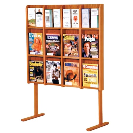 Vertex Divulge 12 Magazine & 24 Brochure Floor Display - Medium Oak VE3964449